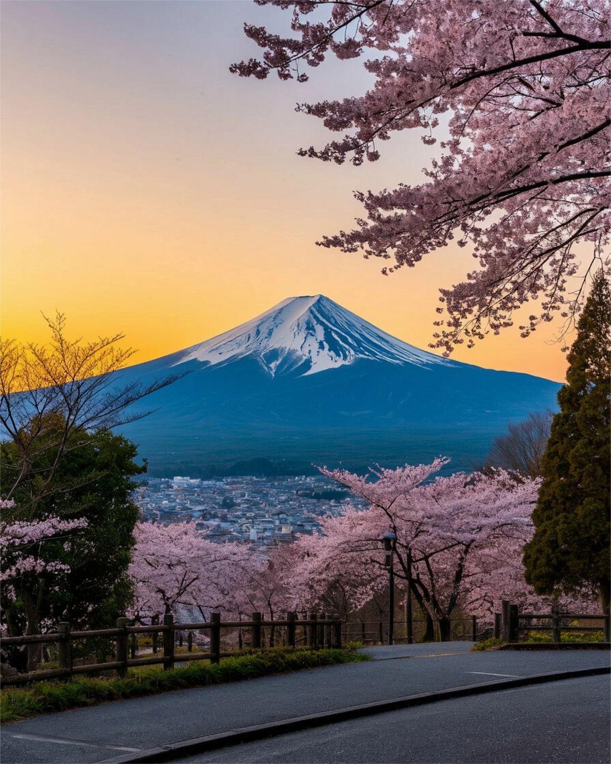 Mount Fuji at dusk
